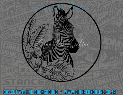 Zebra Floral Round Decal