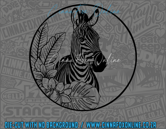 Zebra Floral Round Decal